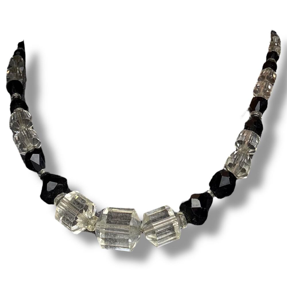 Vintage sterling silver and crystal glass necklace